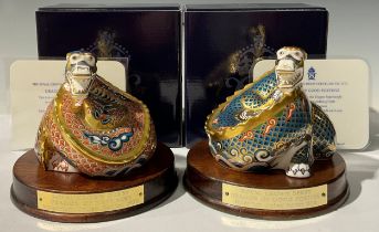 A pair of Royal Crown Derby Millennium Dragon paperweights, Dragon of Good Fortune and Dragon of
