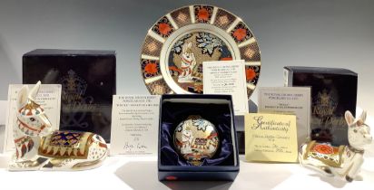 A Royal Crown Derby paperweight, Thistle Donkey, Govier's of Sidmouth exclusive 2001 annual