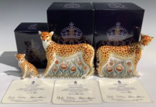 A Royal Crown Derby paperweight family group, Govier's of Sidmouth exclusive pre-release signature