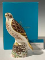 A Royal Crown Derby paperweight, Buzzard, limited edition 42/750, gold stopper, 19.5cm, printed mark