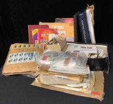 Stamps - large box of mixed stamps in albums, on letters, loose in packets, etc, many thousands