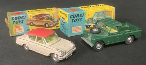 Toys & Juvenalia - Corgi Toys 438 Land Rover 109 WB, dark green body, lemon yellow interior, spun