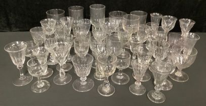 Glassware - a quantity of late 18th/early 19th century drinking glasses, various shapes and sizes,