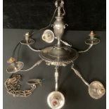 A 19th century silver plated chandelier/electrolier