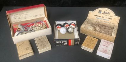 Golf - a set of four Dunlop 65 golf balls, wrapped, another, in original box; two sets of Kargo Card