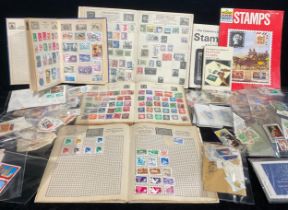 Stamps - schoolboy albums, loose and in bags, etc