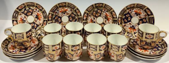 A set of ten Royal Crown Derby 2451 pattern coffee cans and saucers, first quality, c.1918