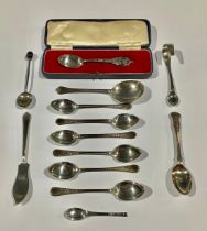 A set of six silver teaspoons, Birmingham 1927; a silver 1937 Coronation teaspoon, Sheffield 1936,