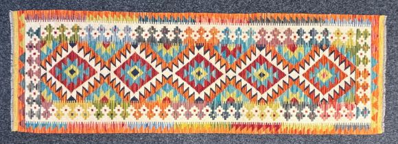 Rugs and Carpets - a Chobi kilim carpet runner, 207cm x 66cm