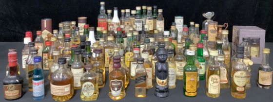 A collection of miniature whisky and other spirits and liqueurs, including Grants, Jameson, Jack