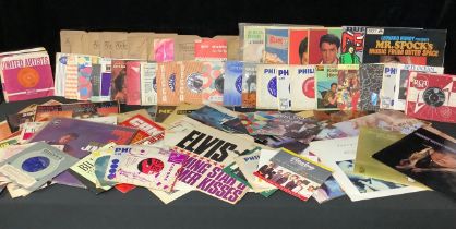 Vinyl Records - assorted including, 45s, 78s and LPs, Dr Who, The Daleks, Marlene Dietrich, Elvis