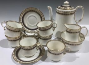 Ceramics - Royal Albert Crown China coffee set for six, comprising coffee cups, saucers, a sugar