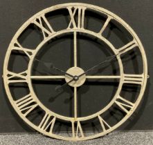A contemporary open metal work wall clock, 59cm diameter