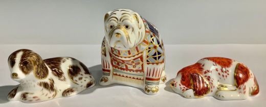 A group pf three Royal Crown Derby paperweights, Bulldog, 10cm high, date mark for 1996 (LIX), red