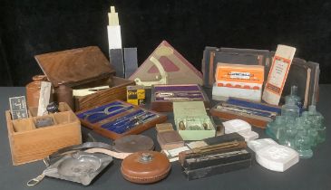 Boxes and Objects - Writing and Geometry - an early 20th century geometry set, mahogany cased;