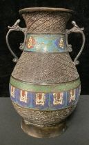 An early 19th century Chinese bronze and cloisonne vase, 23cm