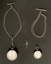 A Victorian silver open face pocket watch, white enamel dial, Roman numerals, sucsidiary seconds