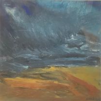 Oona Campbell Headland 1 signed, oil on panel, 20cm x 20cm