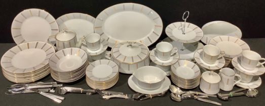 A Noritake Humoresque Greek key pattern dinner and tea service for eight, comprising vegetable