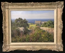 Rex N Preston (Bn.1948), North Cornish Cottage Near Porthmeor Cove, oil on canvas, 38.5 x 28.5cm