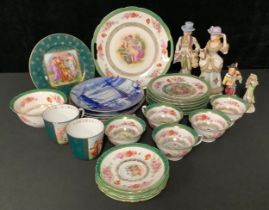 An Austrian Victoria porcelain part tea service, comprising cake plate, side plates, sugar bowl,