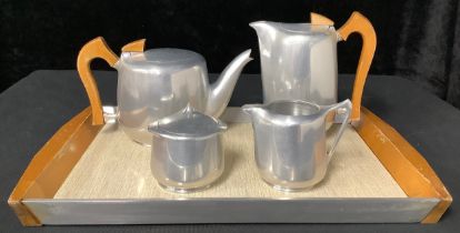 Mid-20th Century Design - a Picquot ware tea/coffee service on tray