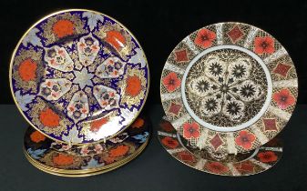 A set of four Hamilton Imari dinner plates, some named Lynton; a pair of Derwent Dale Imari