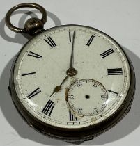 A silver fusee pocket watch, London 1873