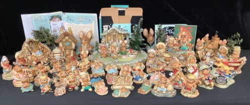 A large collection of Pendelfin Rabbits, including rabbit models, assorted, some stands, some boxed;