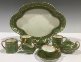 A Royal Doulton miniature tea service, comprising teapot, sucrier and cover, cream jug, teacup and