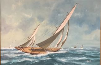 Glenn (20th century) Sailing Regatta signed, oil on board, 59cm x 90cm