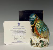 A Royal Crown Derby paperweight, Kedleston Kingfisher, designed by John Ablitt, one of an