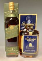 A bottle of Johnny Walker Pure Malt Scotch, 15 Years Old, boxed; a bottle of Ballantine's Gold