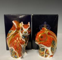 A Royal Crown Derby paperweight, Woodland Squirrel, gold stopper, 10cm, printed marks, boxed;