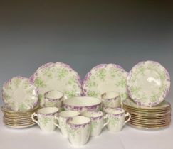 Ceramics - a Foley china 33 piece tea service decorated with floral patterns, comprising tea cups,