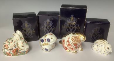 A Royal Crown Derby paperweight, Beaver, gold stopper, 7cm, signed by Hugh Gibson in gold, printed