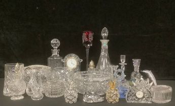 Glassware - cut glass decanters; cut glass vases, etc, including Doulton, Edinburgh Crystal, Stuart,