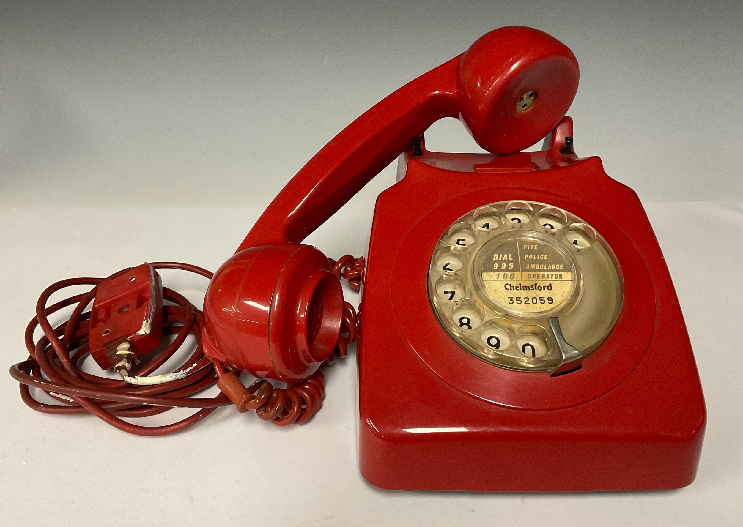 Boxes & Objects - Telephones - a 1960's rotary dial telephone, model 746F SPK 72/1, in red