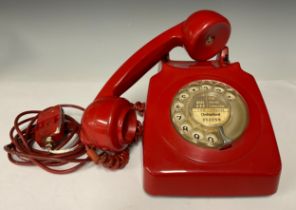 Boxes & Objects - Telephones - a 1960's rotary dial telephone, model 746F SPK 72/1, in red