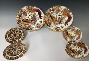 A pair of Royal Crown Derby Imari 1128 pattern saucers, 16cm diameter, seconds; an Olde Avesbury