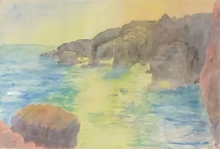 Bim Giardelli (20th century, wife of Arthur Giardelli) A South Wales Cove at Sunset signed, dated'