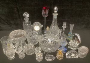 Glassware - a large collection of wine and spirit glasses, decanters, punch bowls, cranberry