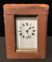A 19th century French brass carriage clock, in fitted case, 13.5cm high inc. case