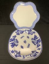A large Royal Worcester shaped circular cabaret tray, the border printed with blue blossom, 50cm