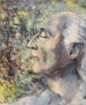 George Manchester ARCA (1922 - 1996) Portrait of Frederick Delius monogrammed, oil pastel, 30cm x