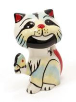 Art Pottery - a Lorna Bailey novelty model of a cat, 14cm high