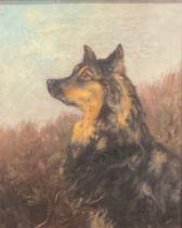 English School (19th century) portrait of a dog indistinctly signed with initials, oil on canvas,