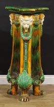 A neoclassical design majolica jardiniere stand or pedestal, impressed to underside IV 2 BRP,