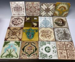 A 19th century earthenware wall tile, others similar, tube lined, transfer printed, painted,