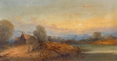 Samuel Bough, R.S.A. (1822-1878) Resting at Sunset, signed Sam Bough, oil, 30cm x 57cm